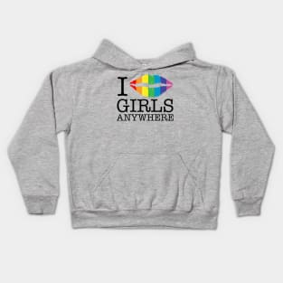 i kiss girls anywhere rainbow lips Kids Hoodie